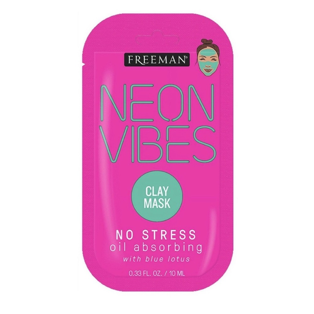 ✨ 3/$15 Freeman Neon Vibes Clay Mask – No-Stress Oil Absorbing with Blue Lotus